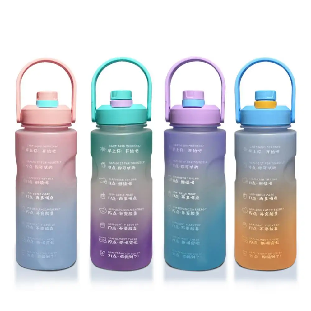 2L Leakproof Water Bottles with Times to Drink and Straw Motivational Drinking Sports Water Bottle for Fitnes Gym Outdoor