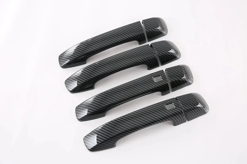 For Kia Mohave Borrego HM2 2019-2022 Carbon Fiber Style Door Handle Cover With Smart Key Hole Catch Cap Trim Molding