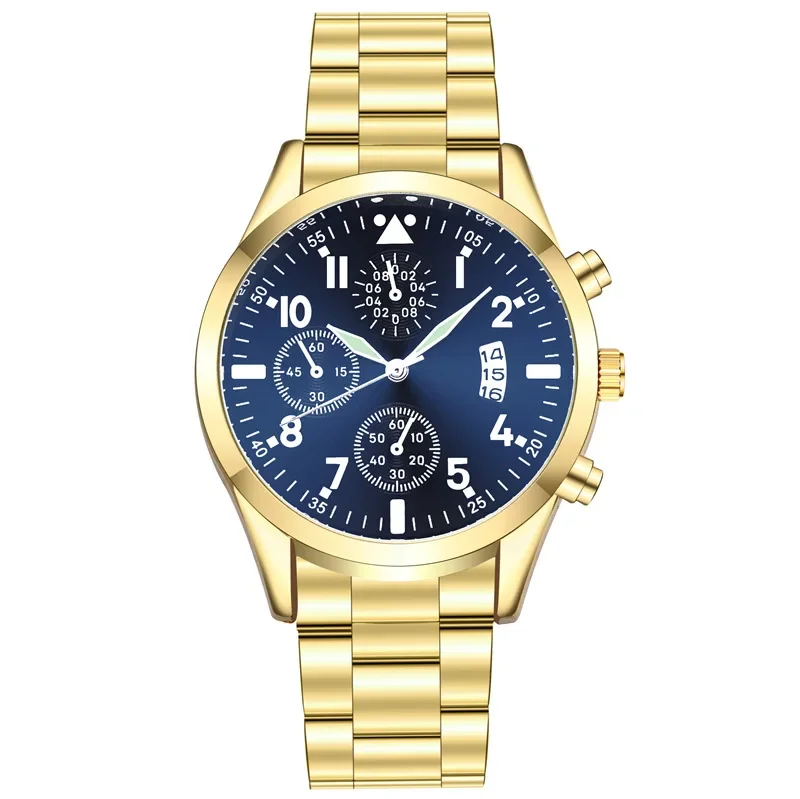 2025 تقويم كوارتز سوار فولاذي ساعة رجالية مضيئة موضة ساعة متعددة الوظائف ساعة رجالية