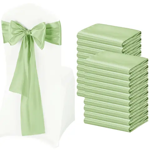 도매 10/50pcs 골드 새틴 의자 활 새시 웨딩 의자 매듭 리본 파티 이벤트 호텔 연회 용품 홈 장식