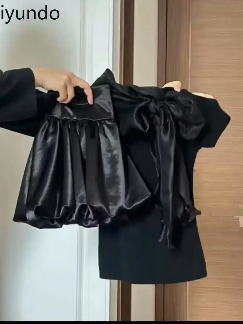 

Conjuntos Mujer Dos Piezas De Vestir Bud Black Skirt Female 2025 Summer New Hot Girl Slim T-shirt Top Two-piece Suit Female