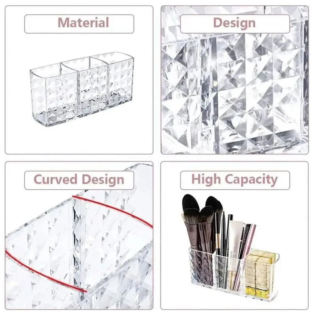 Clear Acrylic Makeup Brush Holder Desk Cosmetic Organizer Lipstick Storage Box Nail Polish Display Stand Rack Jewelry Case