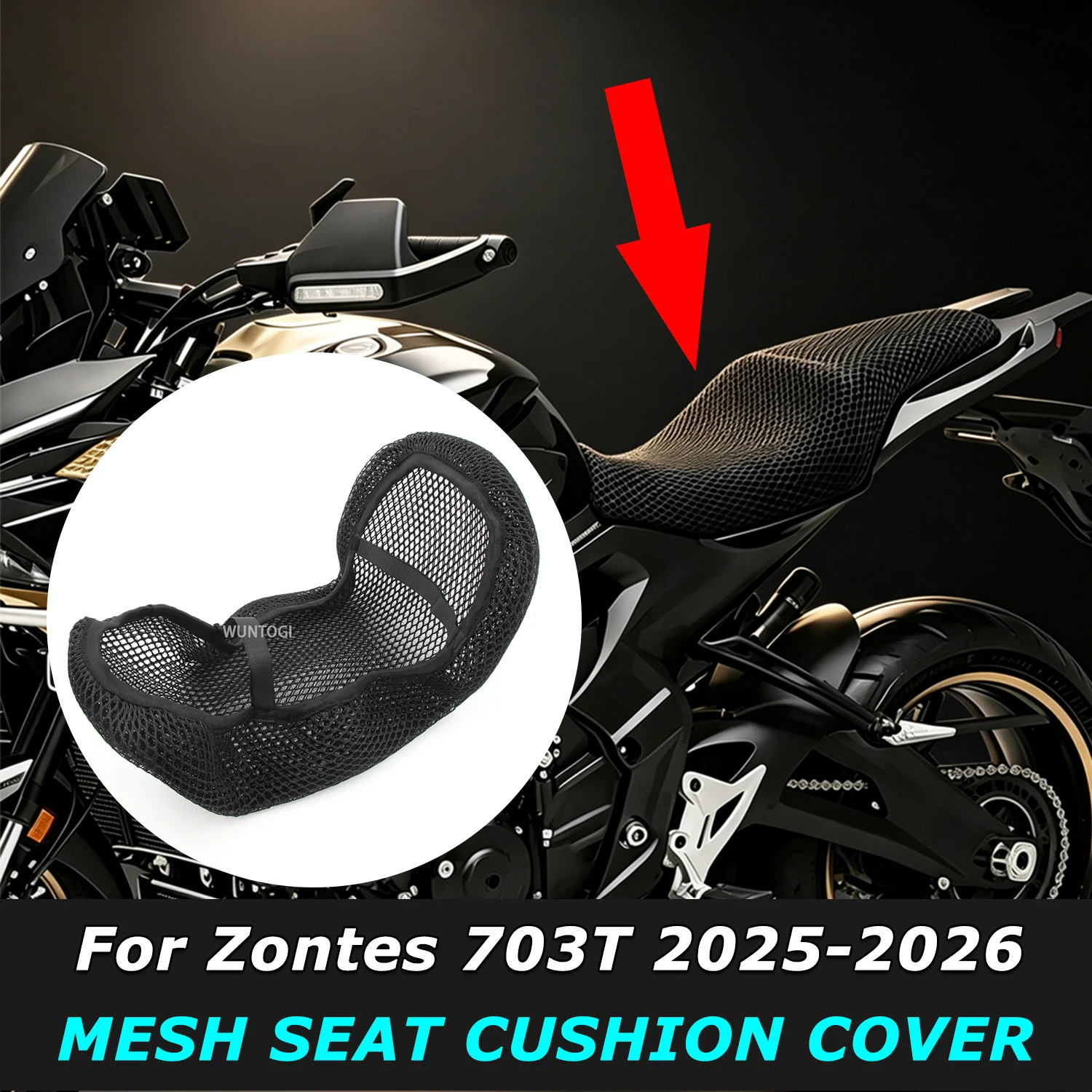 New 2026 703 T 703T Seat Cover Motorcycle 3D Airflow Seat Cover 3D Honeycomb Mesh Seat Cover For Zontes 703T 703t 2025-2026