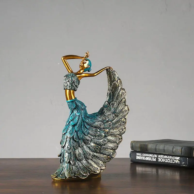 Dancer Figurines Peacock Abstract Art Ornament Statue Resin Sculpture Model Home Office Decoartion Craft Desktop Decor