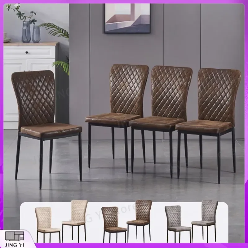 4 Pack 6 Pack Faux Suede Dining Chairs High Back Upholstered Soft Seat Armless Restaurant Chair with Black Metal