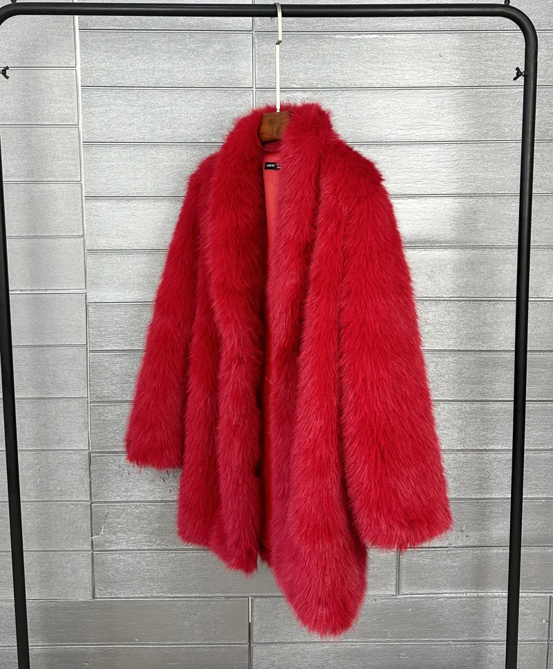 Women Faux Fox Fur Coat Y2k Jacket Turn Down Collar Coats Outwear Maxi Open Stitch Loose Thick Warm Fur Jackets Autumn Winter