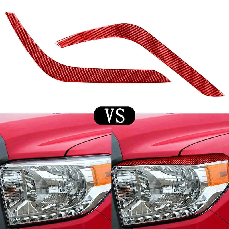 

For Toyota Tundra 2014 -2018 1 Pair Car Headlight Eyebrow Decoration Cover Carbon Fiber Headliamp Eyebrows Eyelid Sticker Trim
