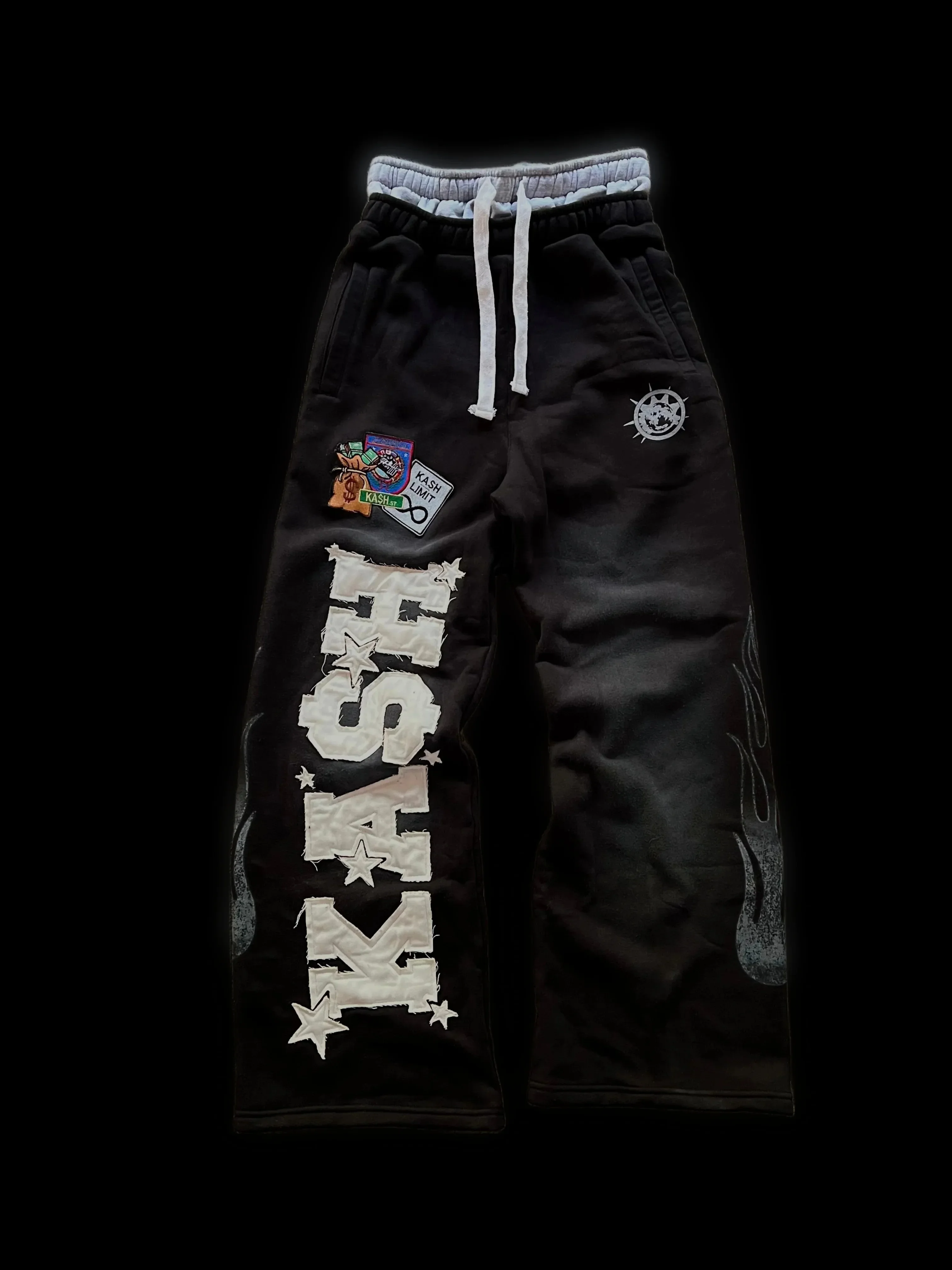 

Harajuku Streetwear Graphics Embroidered Trousers Y2K Black Pants Joggers Sweatpants Men Women Gothic Double Waist Sweatpants