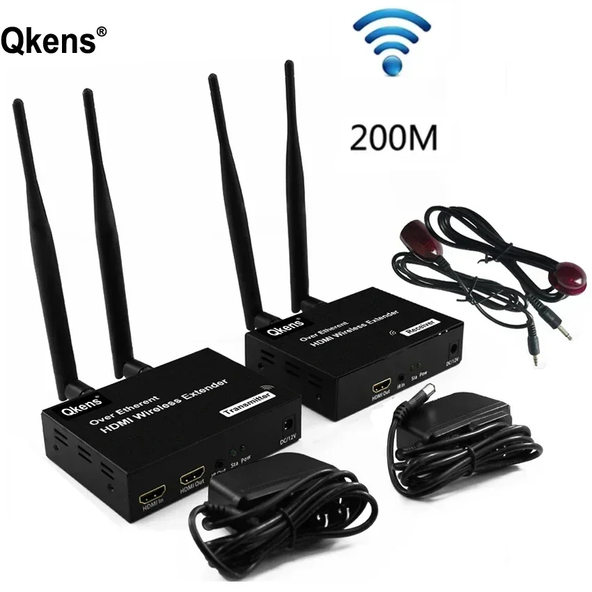 200m Wireless Transmitter and Receiver TV Stick Share Display Adapter HDMI Extender Splitter for PS4 Camera PC To TV Projector