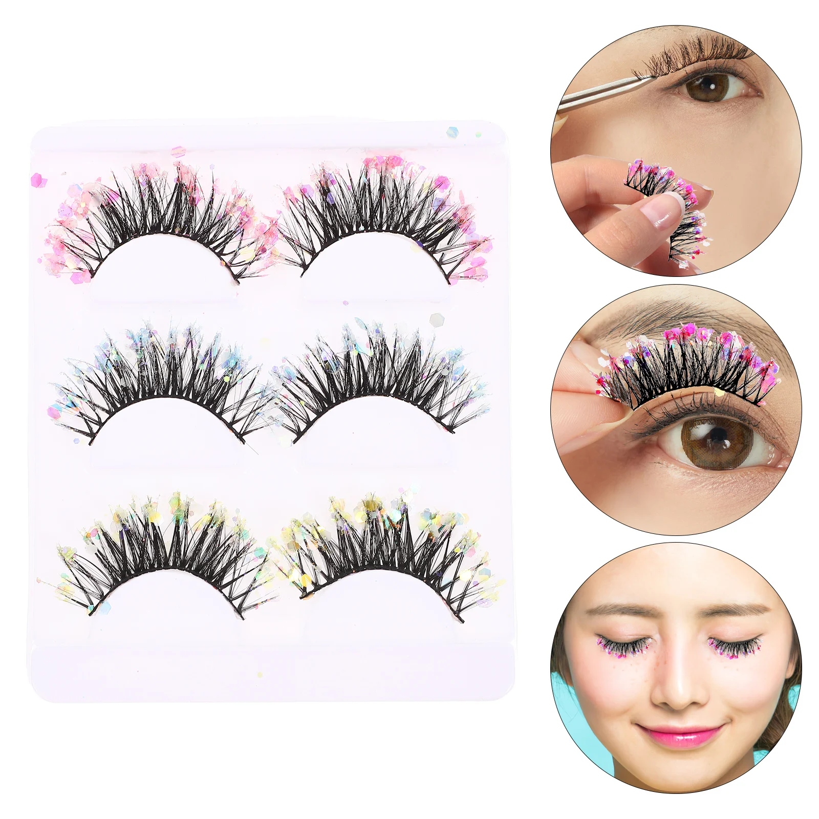 

Fake Lashes Individual Short Glitter False Eyelashes For Women Wispy Makeup Extensions Wedding Dating Night