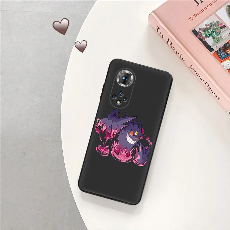 Silicone Black Phone Case for Honor x8b Magic5 x9 x7 b x6 x8 a 90 70 8x Cartoon Gengar Pokemon Pixel 6a 7a 8a 7 6 8 Pro Cover