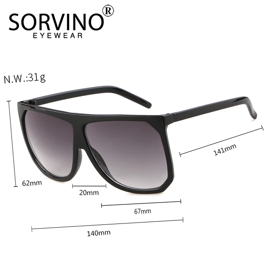 SORVINO Square Sunglasses Women 2024 Vintage Brand Oversized Flat Top Sun Glasses leopard Gradient Female Glasses Oculos UV400