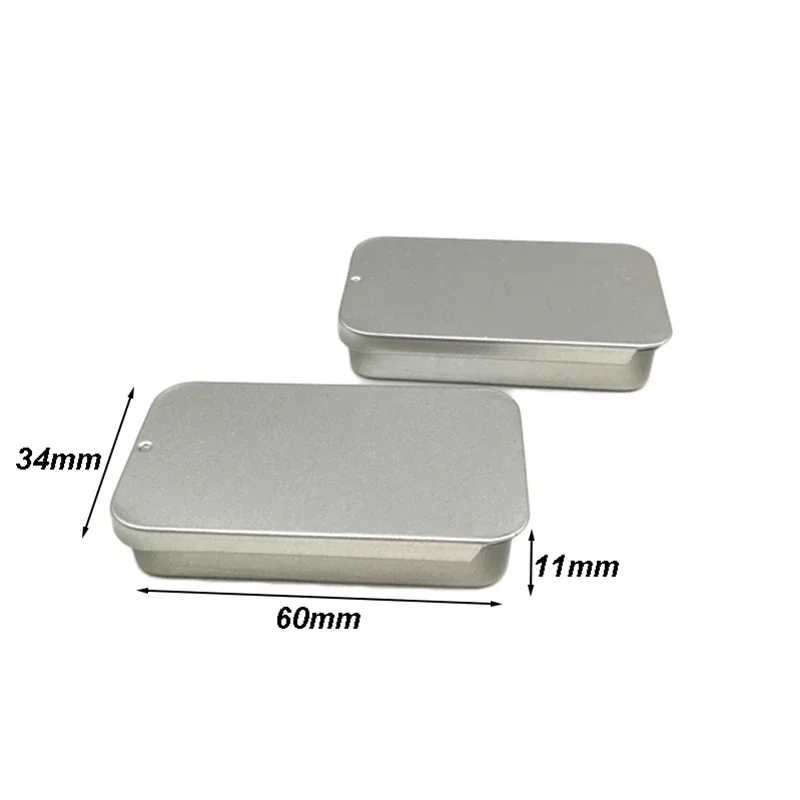 10Pcs Metal Rectangular Empty Mini Tin Box Bins Jar Slide Cover Storage Box Portable Containers Push Organizer Candy Pill Cases