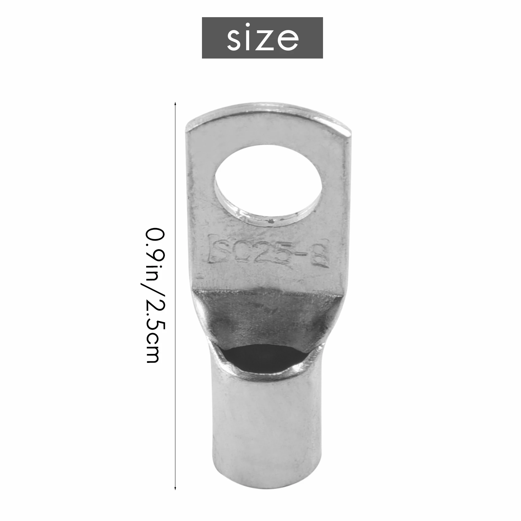 A49T 10 Copper Tube 25Mm x 8Mm Lug Battery Cable Welding Crimp Terminal Ring
