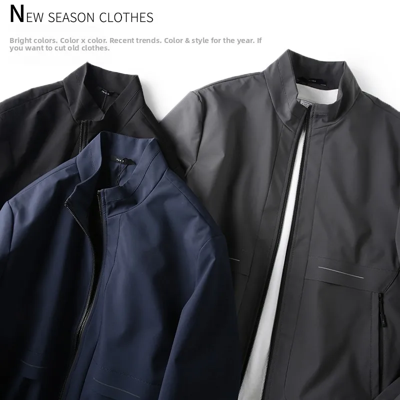 

Waterproof Tear-Resistant Men's Lightweight Busin Casual Stand Collar Jaet Outstanding Fit Faion Urban Youth Spring Au...