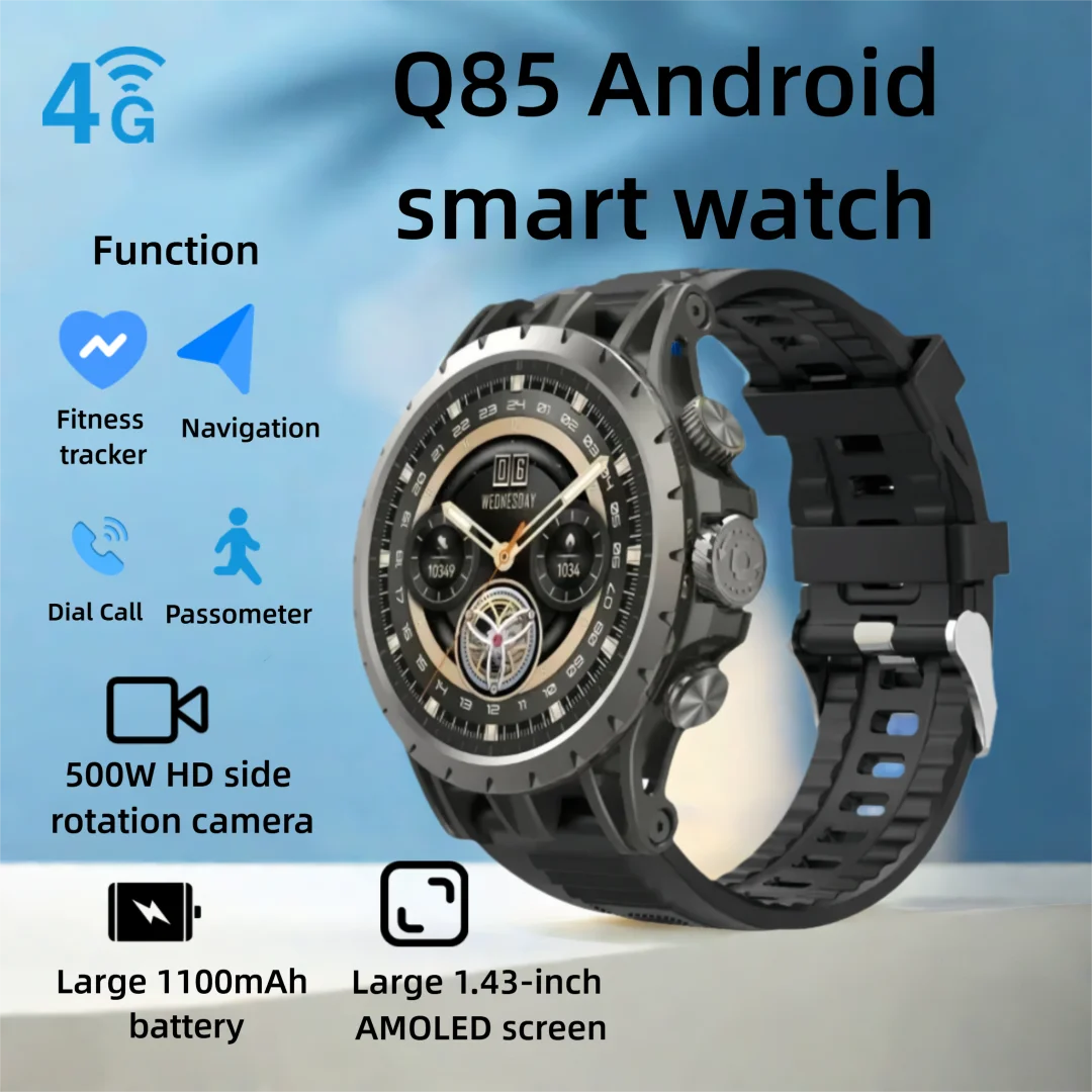 

Q85 4G Smartwatch, 1.43" AMOLED Display, 8GB+128GB, GPS/WiFi Support, 5MP Camera for Video Call, Android OS