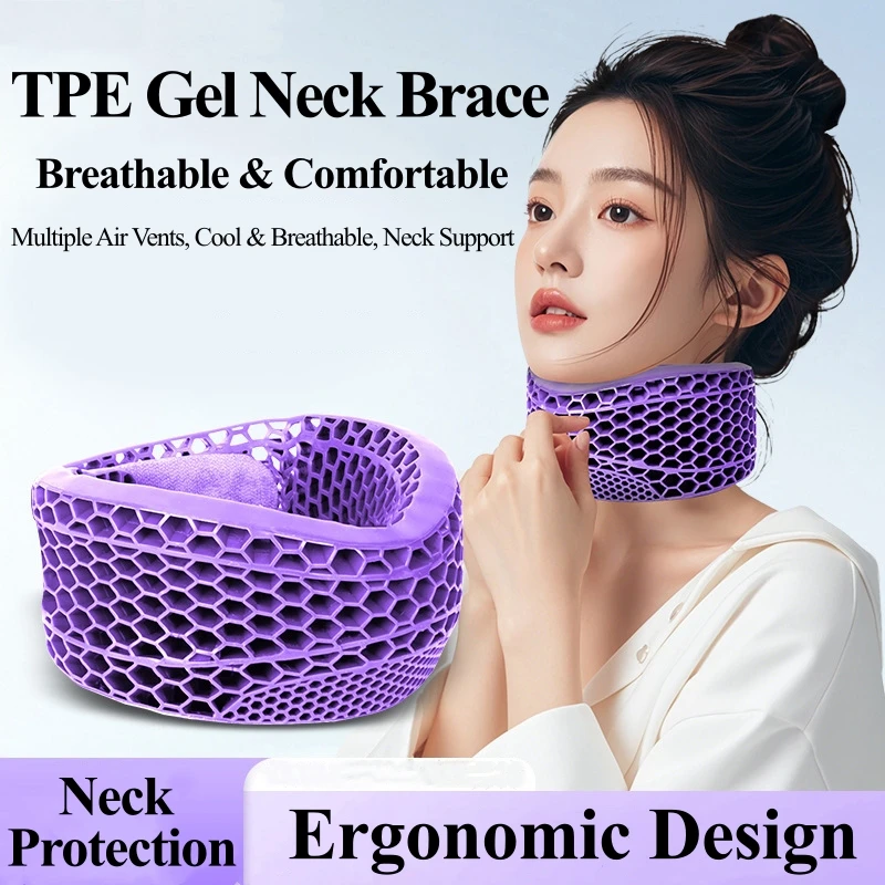 TPE Gel Neck Brace Adjustable Neck Support for Pain Relief Posture Correction Ergonomic Cervical Traction Device for Office Home