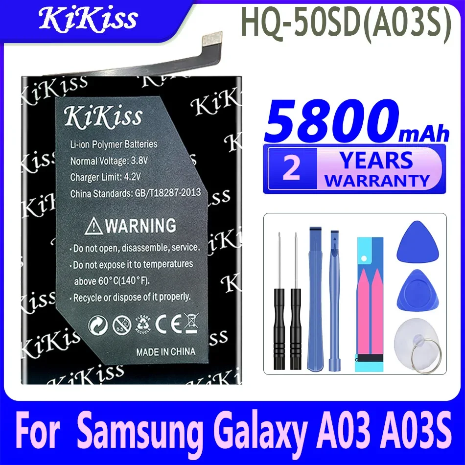 KiKiss Batteries for Samsung A02S M02S M025 F02s A03 A03S Powerful Batterij HQ-50S (A02S) HQ-50SD (A03) 5800mAh Phone