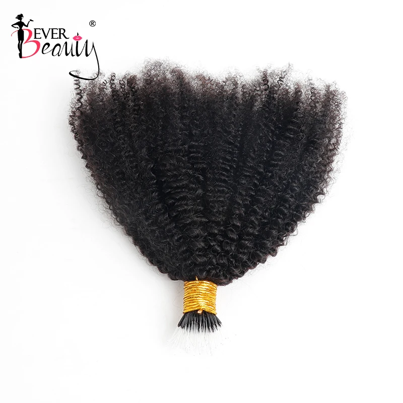 Afro Kinky Krullend F Tips Microlink Human Hair Extensions Bundels Nano Ringen Hair Plastic Fearther F Tips Ik Tip Voor zwarte Vrouwen