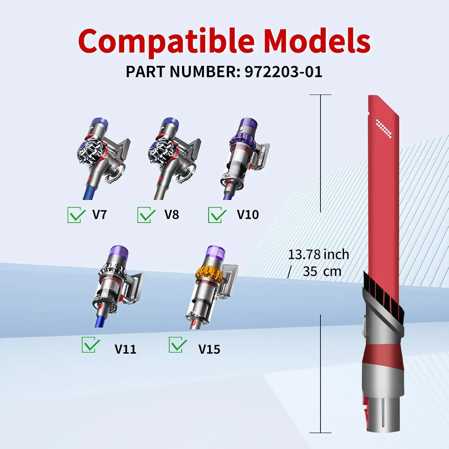 เครื่องมือรอยแยกสูญญากาศสิ่งที่แนบมาสําหรับ Dyson V7 V8 V11 V10 V15 ตรวจจับ V12 ตรวจจับ Slim Digital Slim Outsize เครื่องดูดฝุ่นไร้สาย