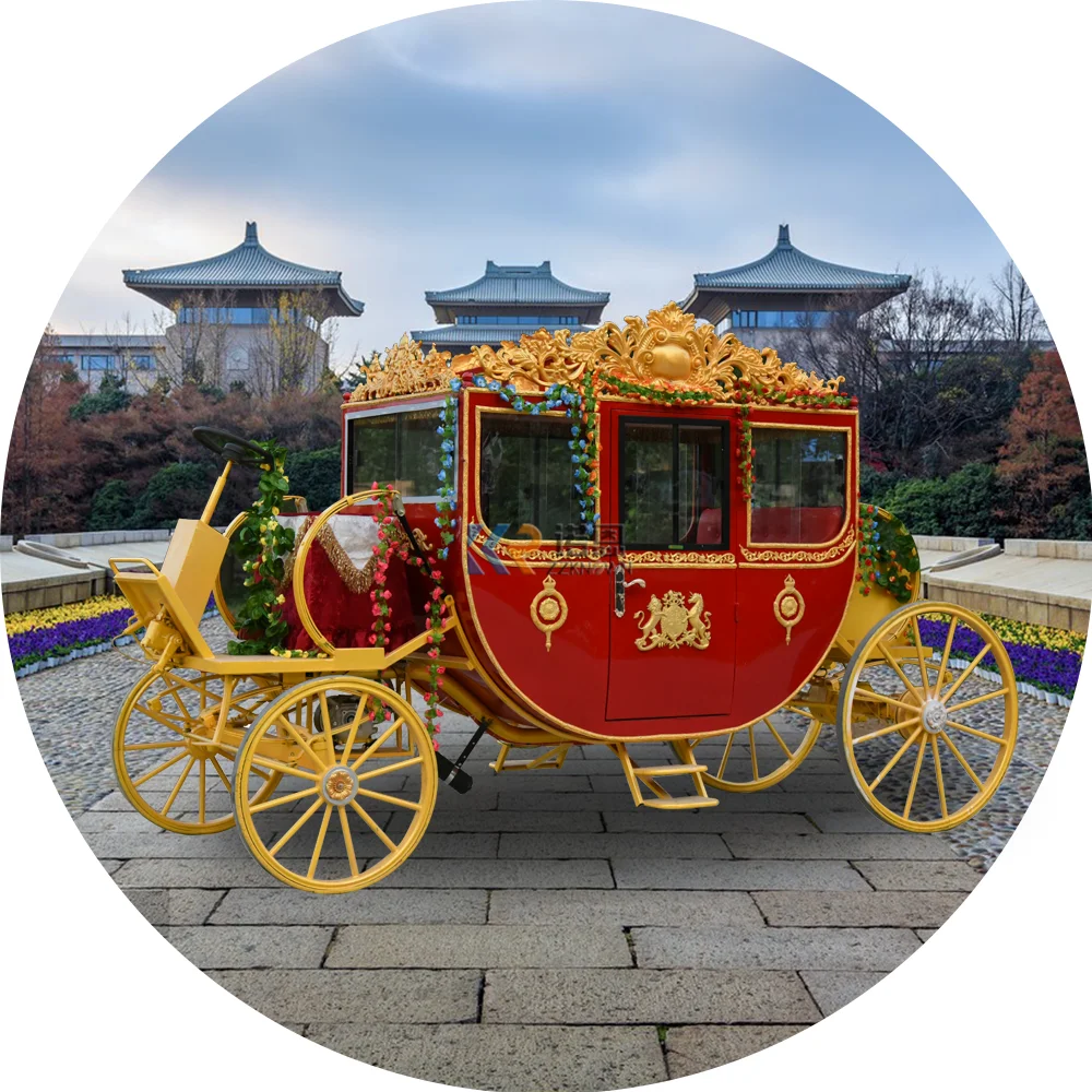 Europe Horse Carriage Wedding Horse Drawn Carriage Royal Horse Wagon for Sale Electric Sightseeing