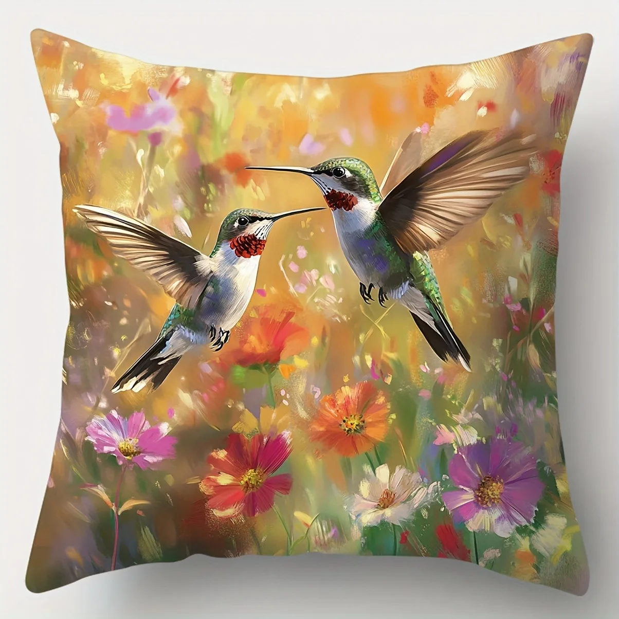 Birds and Butterflies Dancing Print Home Decor Pillowcase Bedroom Living Room Sofa Decor Polyester Cushion Cover with Zipper