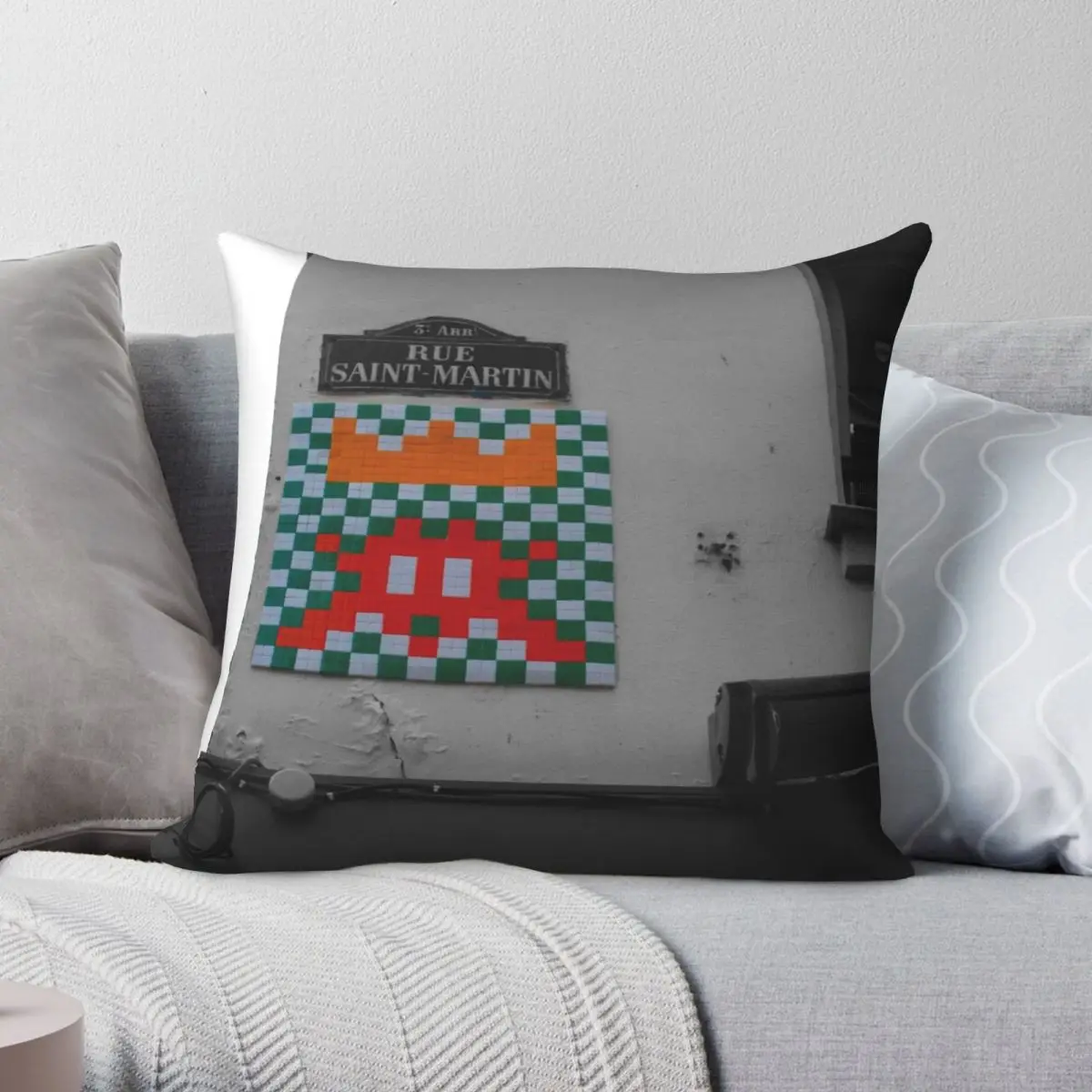 Space Invader Pillowcase Polyester Linen Velvet Printed Zip Decor Pillow Case Sofa Seater Cushion Cover