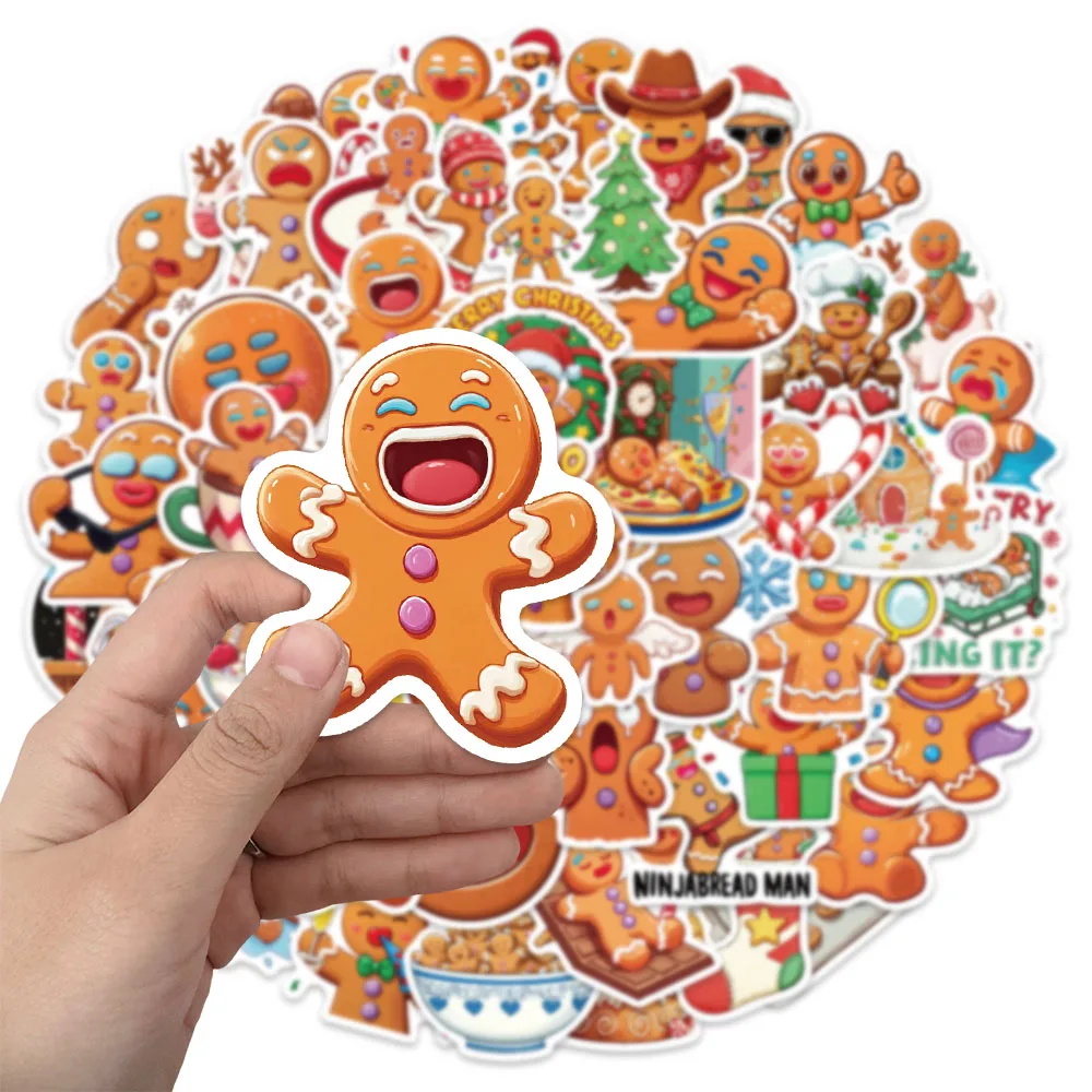 50PCS Cute Cartoon Gingerbread Man Stickers DIY Handmade Ledger Phone Case Postcard Water Cup Stickers