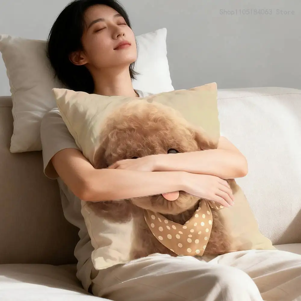Cute Poodle Pillow Case For Sofa Decor Car Office Room Printing Cushion Cover Decorations and Protector