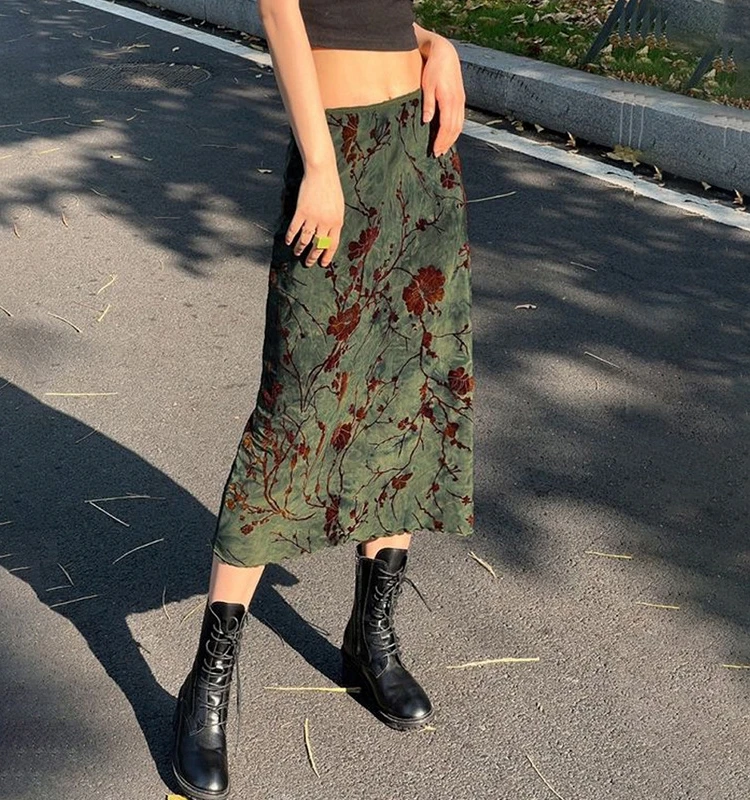 

Винтажная юбка-миди с высокой талией Feng ui, окрашенная в чернилах, уличная акварельная облегающая юбка для женщин в 20 лет