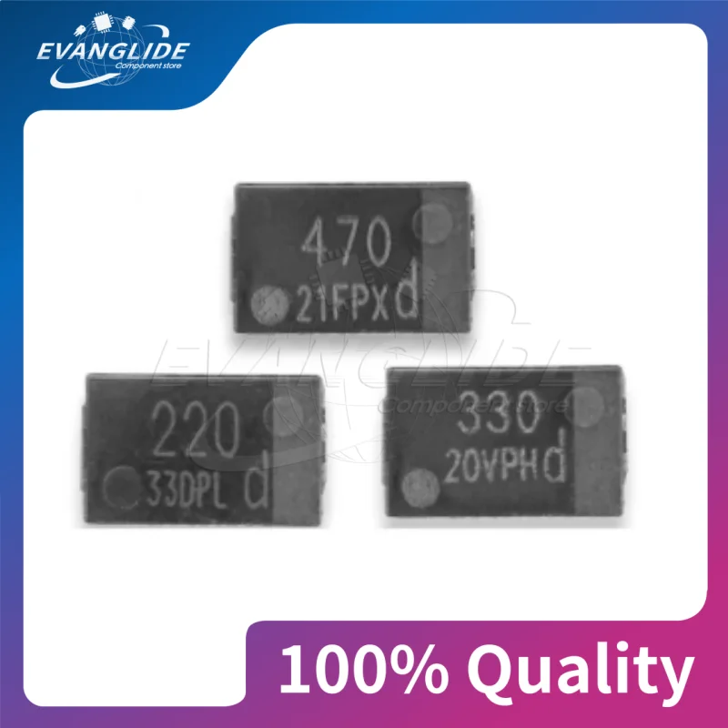 2 -100PCS/LOT 470UF 330UF 220UF 6.3V Tantalum capacitors, solid-state low-ESR capacitors, easily damaged capacitors for laptops