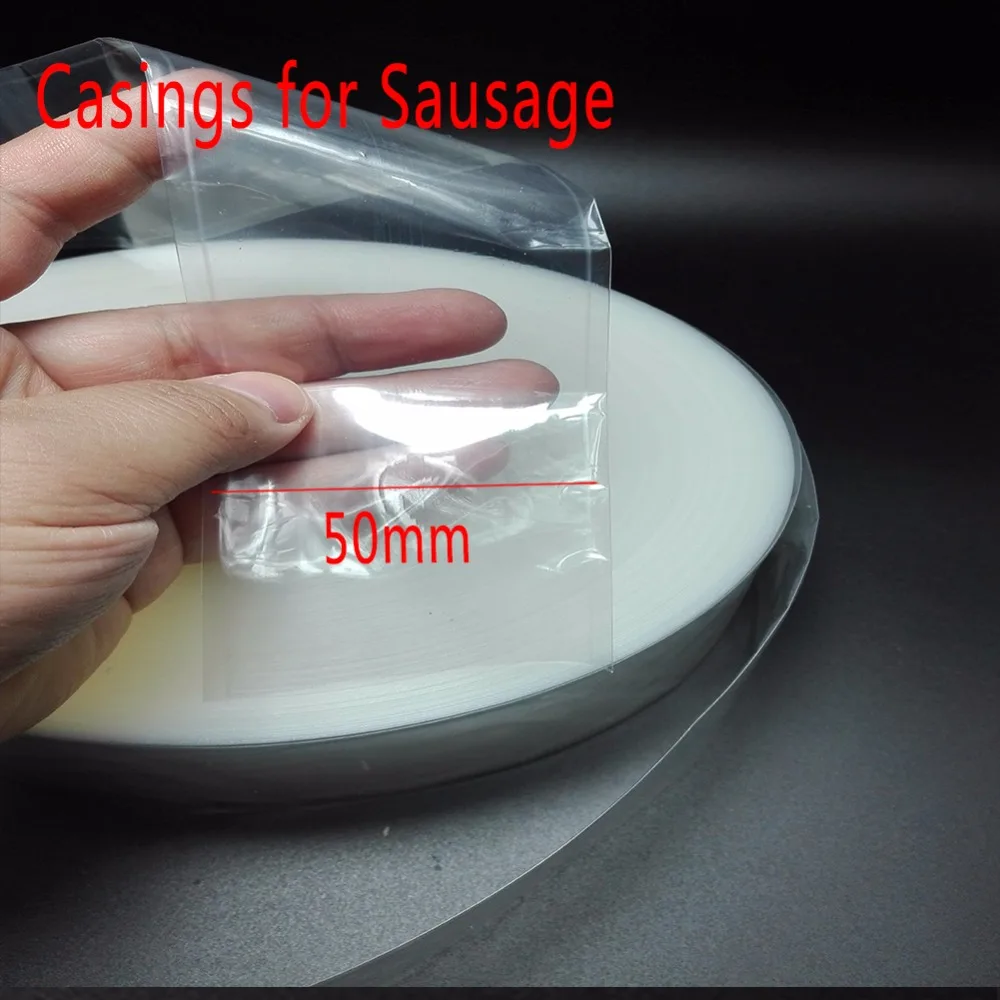 4 Meters Food Grade Casings for Sausage Salami Wide50mm Shell for Sausage Maker Machine Hot Dog Plastic Casing Inedible Casings