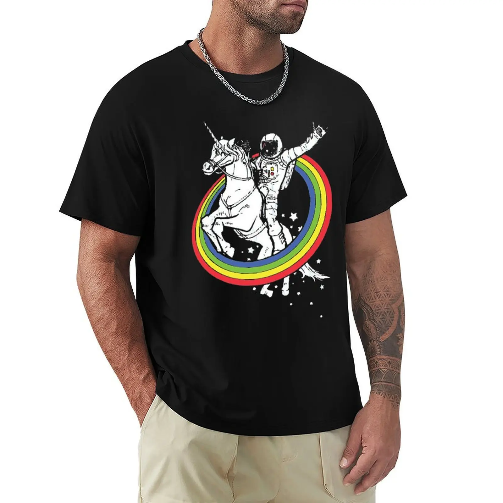 

astronaut riding a unicorn T-Shirt T-Shirt man clothes oversized anime shirt men workout shirt