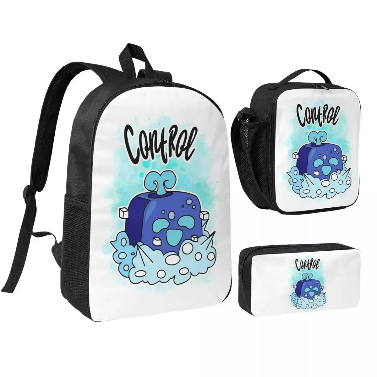 Control Blox Fruits Backpack Student BookBag School Bag Shoulder Bags 3ps Insulated Lunch Bag Pencil Case
