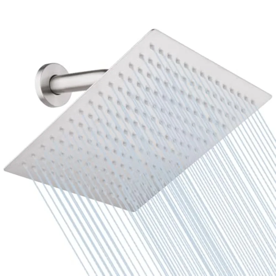 8 Inch Round Rainfall Shower Head Stainless Steel Low Pressure Shower Head Brushed Nickel Finish Smooth Consistent Water Flow F