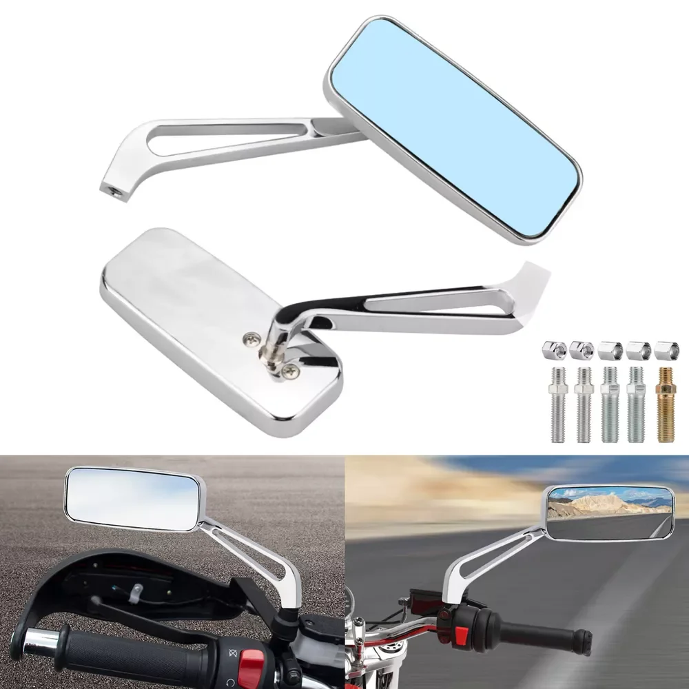 Espejos retrovisores laterales para motocicleta, 8mm, 10mm, para Harley, Honda, Yamaha, Kawasaki, deportes callejeros, Chopper Cruiser, Universal