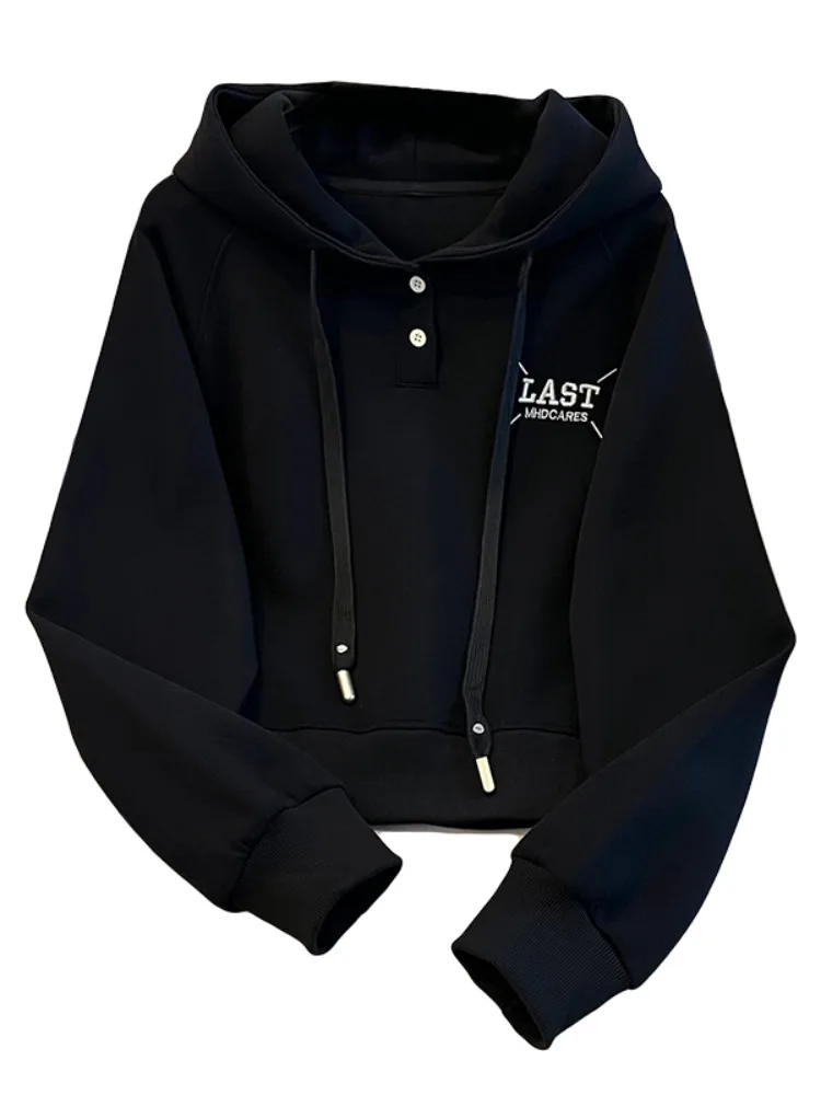 Felpa con cappuccio in puro cotone da donna vestibilità ampia ort Sle primavera autunno coreano pigro Sle abbigliamento auto-kept lungo Sve ricamato