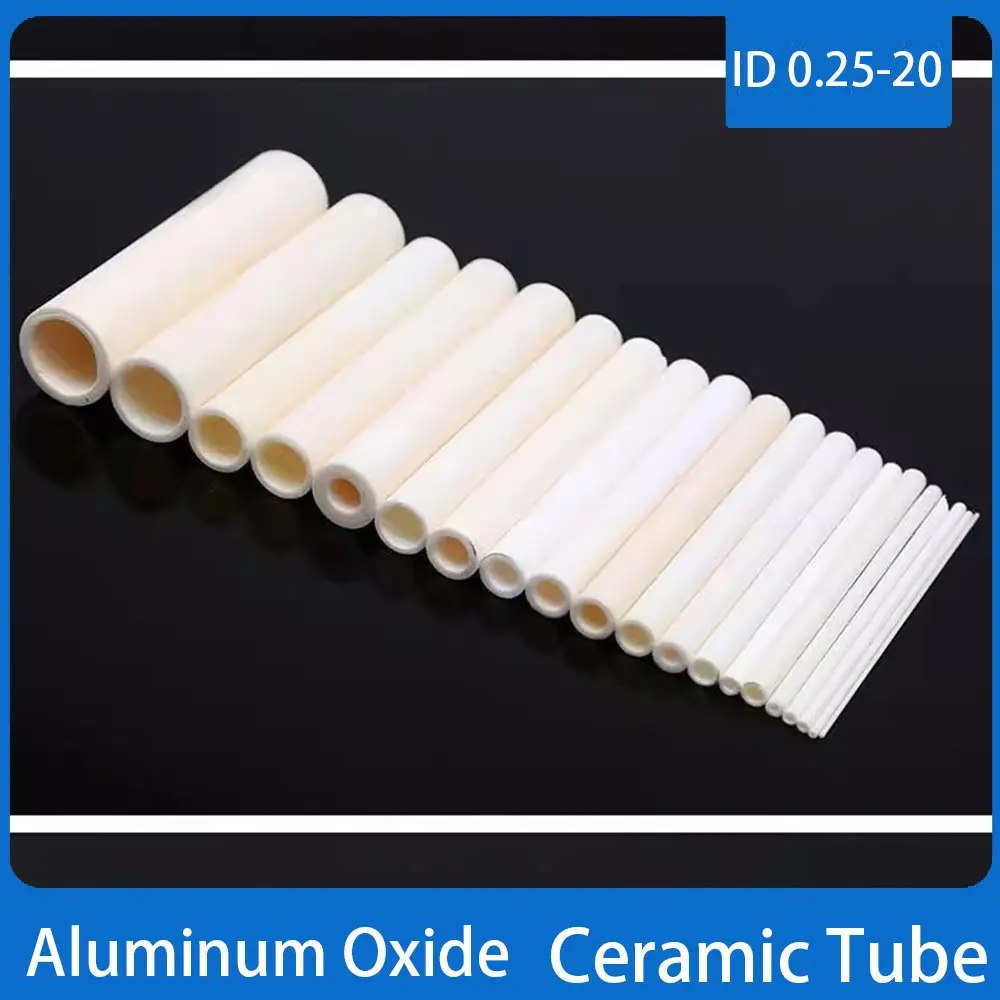 Isolamento Tubo cerâmico oco, Proteção do par termoelétrico do óxido de alumínio, Resistente a altas temperaturas, ID 0.25-20mm