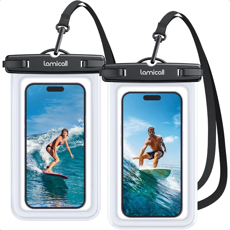 

Lamicall Waterproof Phone Pouch Case [2 Pack][Easy Lock Heavy Duty] IPX8 Water Proof Cell Phone Dry Bag for Beach Protector for