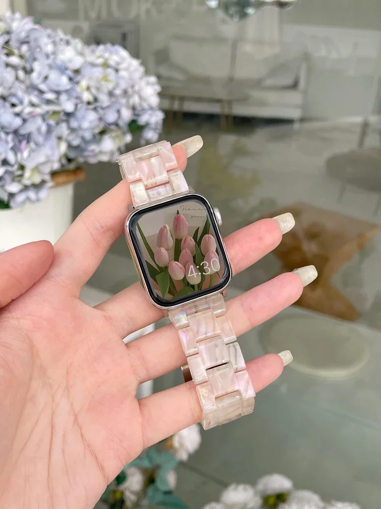 Luxury Resin strap for Apple Watch Ultra 2 Band 49mm 45mm 41mm 40mm 44mm 38mm 42mm Link bracelet iwatch series 9 7 8 6 se 5 4 3