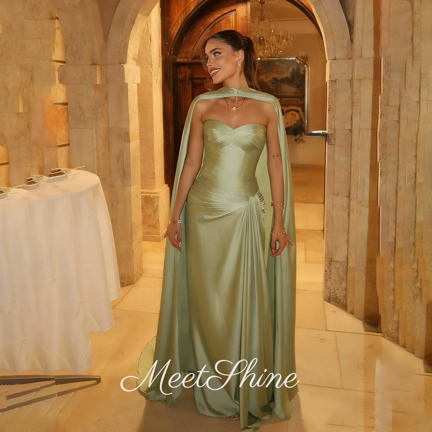 Robe de soirée moderne plissée en forme de cœur, fente latérale, en Satin vert sauge, robes de bal personnalisées pour femmes, robe d'occasion formelle
