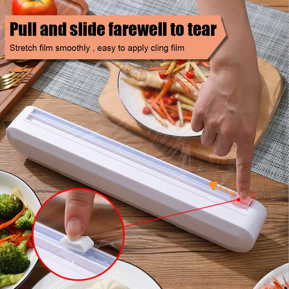 Kitchen Tool Gadgets Punch-free Fixing Foil Cling Film Wrap Dispenser Cookware Tool Food Wrap Cutter Plastic Wrap Sharp Cutter