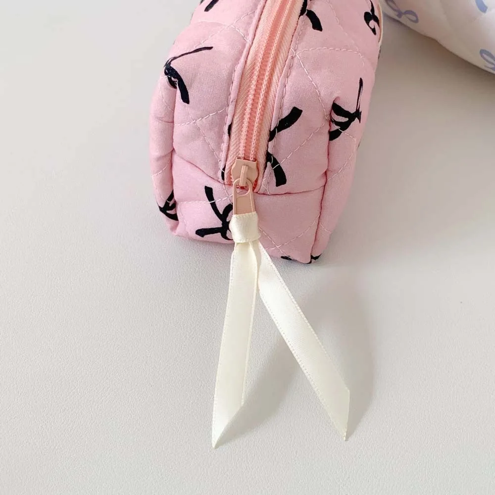 Bowknot Bow Stationery Bag Large Capacity Aesthetic Korean Style Pencil Case Pink/White/Blue Ins Style Bow Pencil Pouch Children