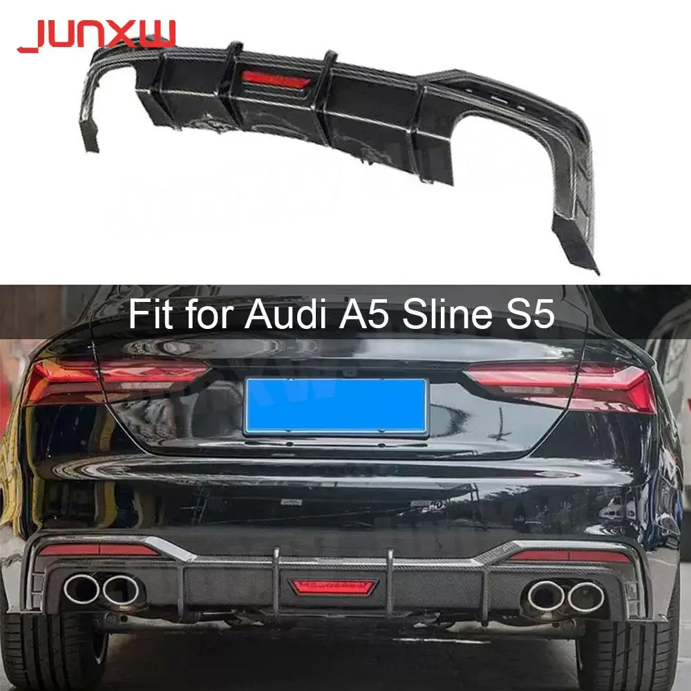 

Carbon Fiber For Audi A5 Sline S5 Sport 2021 Rear Bumper Diffuser With Led Light Rear Lip Guard Bumper Protector