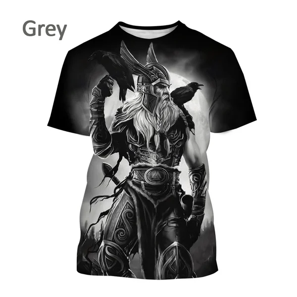 2023 Summer Fashion Viking Odin Men\'s 3D Printed T-shirt Harajuku Short Sleeve T-shirt Unisex Casual Top