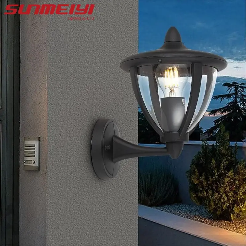 Lámpara de pared para exteriores, luz LED de estilo americano Simple, color negro, impermeable, para jardín, Villa, patio, terraza, E27