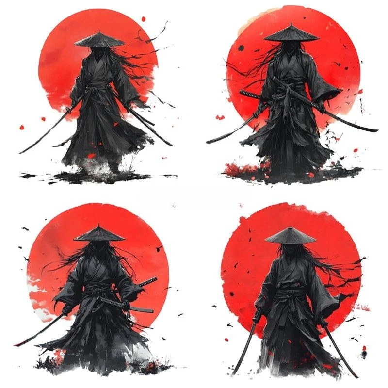 Samurai Double-Sided Printed Scratch Proof Sticker Waterproof Clear Vinyl Decal for Car Bumper Motorcycle Body