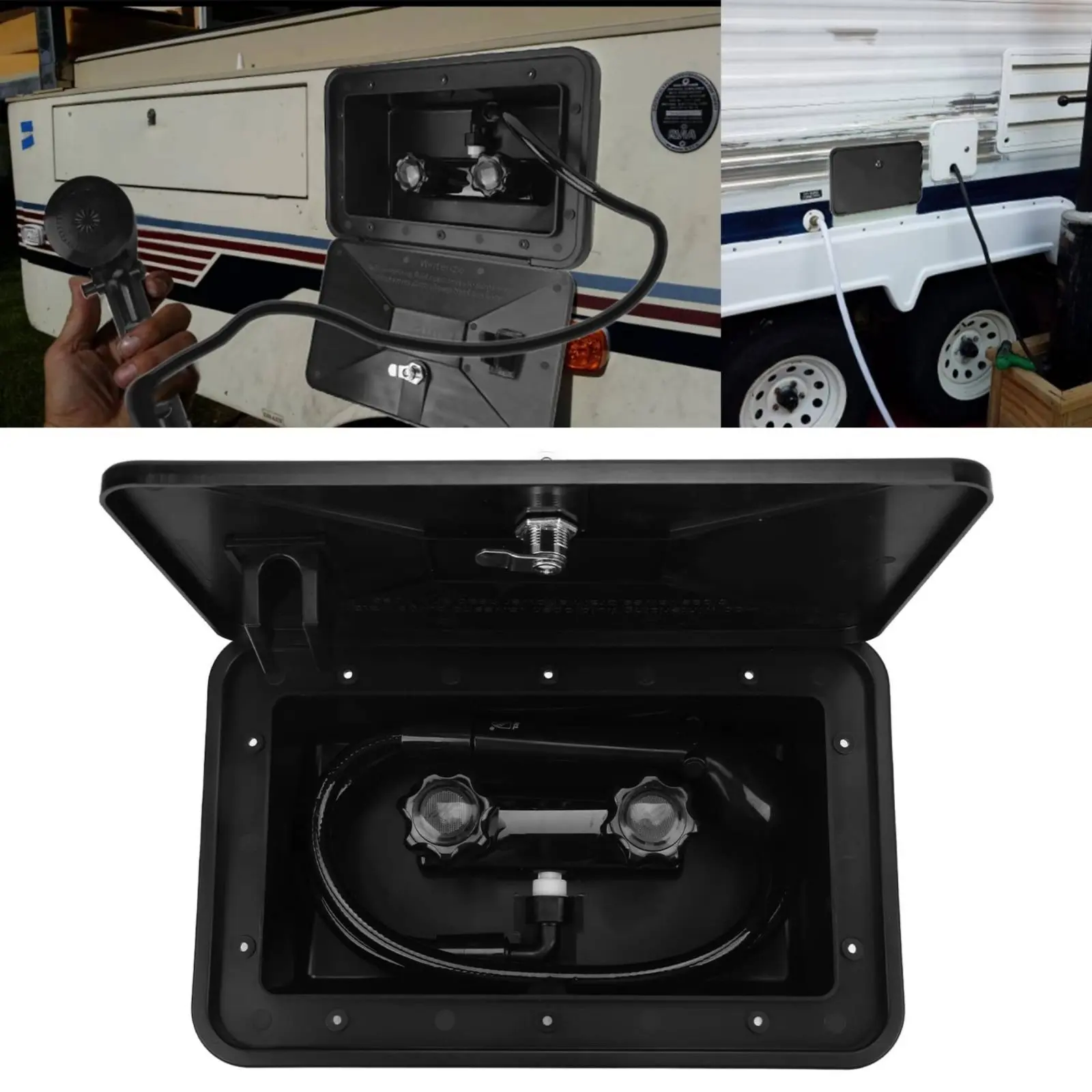 rv-exterior-shower-kit-black-finish-rv-outside-shower-box-weather-resistant-two-knob-knob-temperature-control-for-travel-vehicle