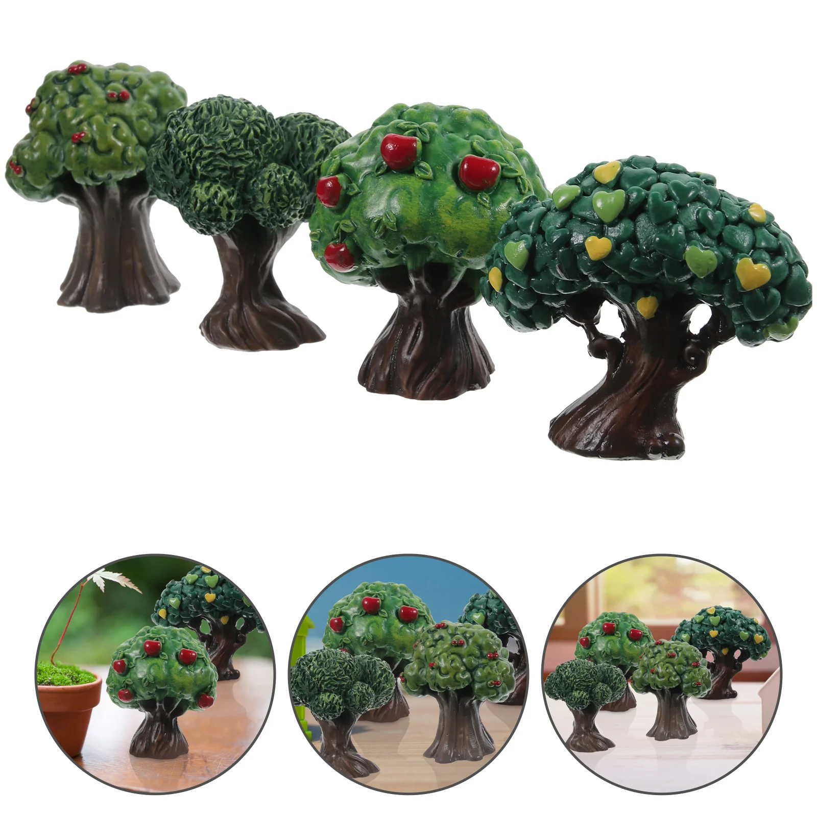 

4pcs Miniature Fake Tree Simulation Tree Ornament For Train Scenery Sand Table Accessory Mini Landscape Decor Artificial Trees