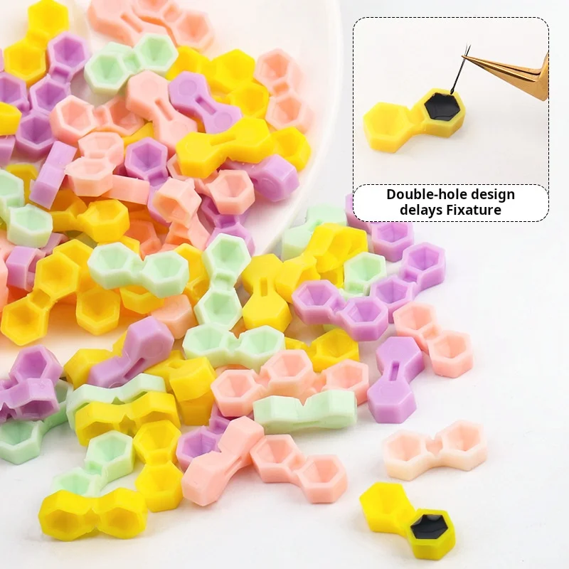 Taza de pegamento para pestañas profesional de doble pureza, soporte adhesivo de plástico antiderrames para extensión de pestañas, herramienta esencial de salón, resina de goteo